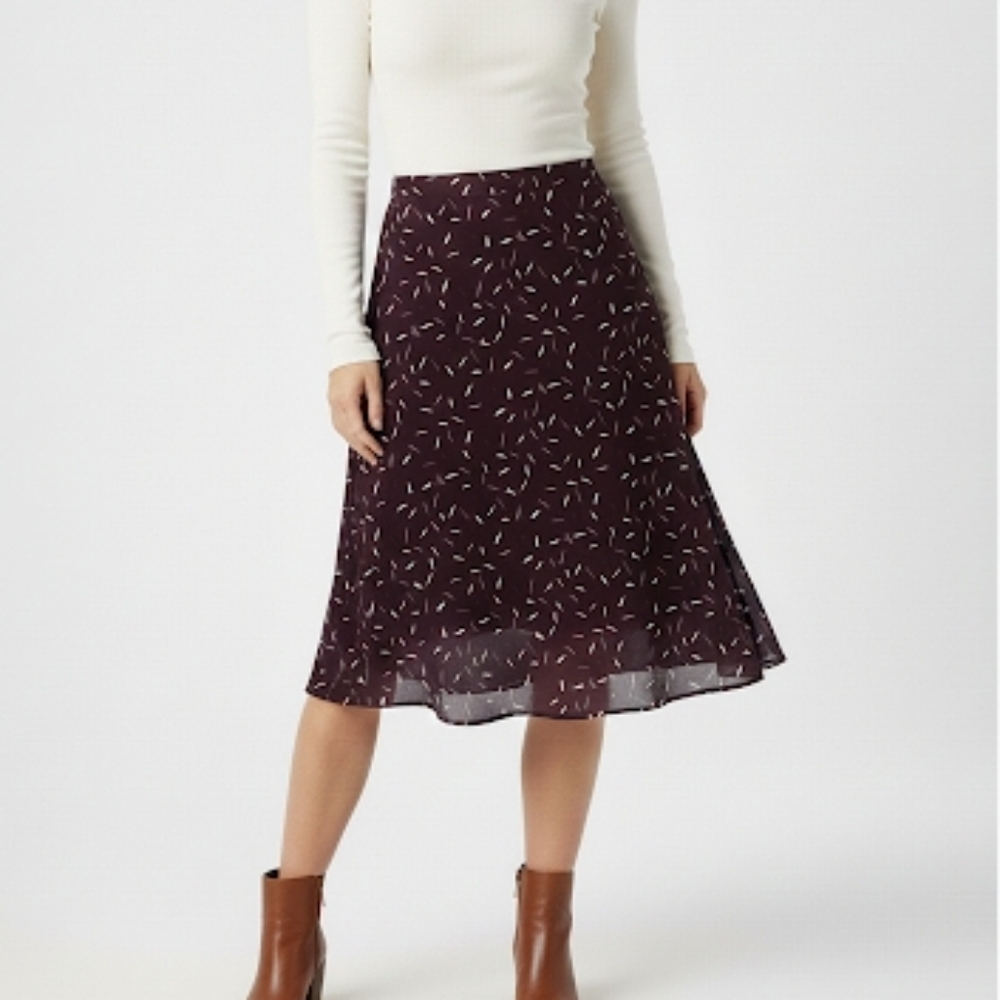 Silk Talbots Purple Patterned A-Line Skirt